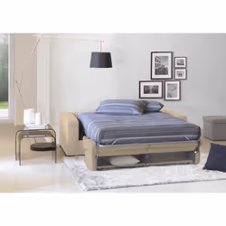Divano Letto Asimi, Divano a 2 posti, Made in Italy, SofÃ  Soggiorno con apertura girevole, in tessuto imbottito, con Braccioli standard, cm 180x95h90, Beige - Vista aggiuntiva 4