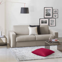 Divano Letto Asimi, Divano a 2 posti, Made in Italy, SofÃ  Soggiorno con apertura girevole, in tessuto imbottito, con Braccioli standard, cm 180x95h90, Tortora