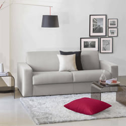 Divano Letto Andymion, Divano a 2 posti Large, Made in Italy, SofÃ  Soggiorno con apertura girevole, in tessuto imbottito, con Braccioli standard, cm 200x95h90, Grigio