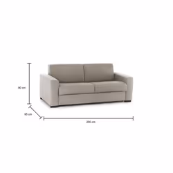 Divano Letto Andymion, Divano a 2 posti Large, Made in Italy, SofÃ  Soggiorno con apertura girevole, in tessuto imbottito, con Braccioli standard, cm 200x95h90, Tortora