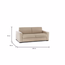 Divano Letto Zinnia, Divano a 3 posti, Made in Italy, SofÃ  Soggiorno con apertura girevole, in tessuto imbottito, con Braccioli slim, cm 200x95h90, Beige