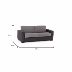 Divano Letto Zinnia, Divano a 3 posti, Made in Italy, SofÃ  Soggiorno con apertura girevole, in tessuto imbottito, con Braccioli slim, cm 200x95h90, Grigio e Antracite