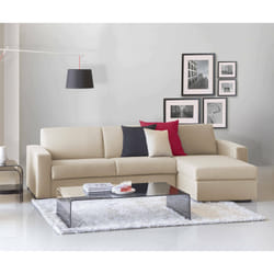 Divano Letto Aika, Divano ad angolo, Made in Italy, SofÃ  con apertura girevole, con Penisola contenitore reversibile, con Braccioli standard, cm 280x95h90, Beige