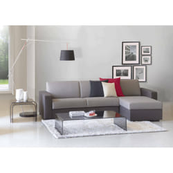 Divano Letto Aika, Divano ad angolo, Made in Italy, SofÃ  con apertura girevole, con Penisola contenitore reversibile, con Braccioli standard, cm 280x95h90, Grigio e Antracite