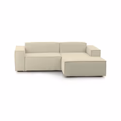 Divano fisso Ameli, Divano componibile a 2 posti large con penisola destra, Made in Italy, SofÃ  moderno in tessuto, Cm 240x170h70, Beige