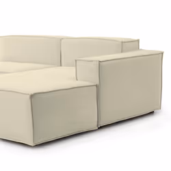 Divano fisso Ameli, Divano componibile a 2 posti large con penisola destra, Made in Italy, SofÃ  moderno in tessuto, Cm 240x170h70, Beige - Vista aggiuntiva 4