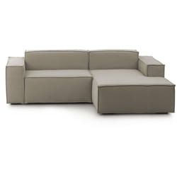 Talamo Italia - Divano fisso con penisola Amuleto, Divano componibile a 2 posti con penisola destra, Sofà in tessuto, 100% Made in Italy, Cm