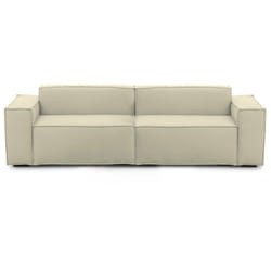 Talamo Italia - Divano fisso 3 posti Argo, Divano componibile lineare, Sofà moderno da soggiorno in tessuto, 100% Made in Italy, Cm 260x95h70, Beige