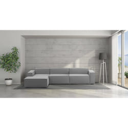 Divano fisso Atrillo, Divano componibile a 4 posti con penisola sinistra, Made in Italy, SofÃ  moderno in tessuto, Cm 340x170h70, Grigio
