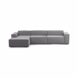 Divano fisso Atrillo, Divano componibile a 4 posti con penisola sinistra, Made in Italy, SofÃ  moderno in tessuto, Cm 340x170h70, Grigio