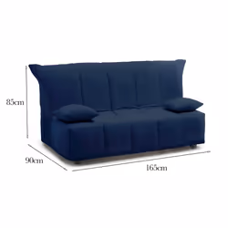 Divano Letto Antal, Divano a 3 posti, Made in Italy, SofÃ  Soggiorno con apertura a carrello con apertura a carrello, in tessuto imbottito, con cuscini inclusi, cm 165x90h85, colore Blu