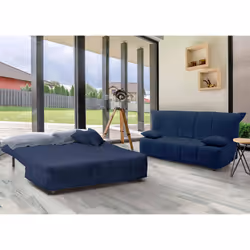 Divano Letto Antal, Divano a 3 posti, Made in Italy, SofÃ  Soggiorno con apertura a carrello con apertura a carrello, in tessuto imbottito, con cuscini inclusi, cm 165x90h85, colore Blu - Vista aggiuntiva 4