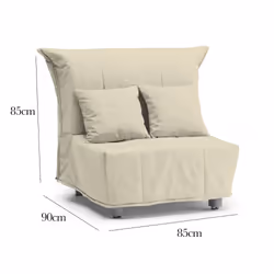 Divano Letto Andreou, Divano singolo, Made in Italy, Poltrona soggiorno con apertura a carrello, in tessuto imbottito, con cuscini inclusi, cm 85x90h85, colore Beige