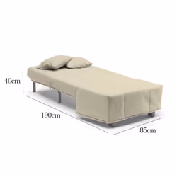 Divano Letto Andreou, Divano singolo, Made in Italy, Poltrona soggiorno con apertura a carrello, in tessuto imbottito, con cuscini inclusi, cm 85x90h85, colore Beige - Vista aggiuntiva 4