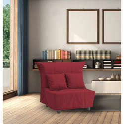 Divano Letto Andreou, Divano singolo, Made in Italy, Poltrona soggiorno con apertura a carrello, in tessuto imbottito, con cuscini inclusi, cm 85x90h85, colore Rosso