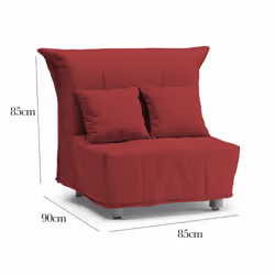 Divano Letto Andreou, Divano singolo, Made in Italy, Poltrona soggiorno con apertura a carrello, in tessuto imbottito, con cuscini inclusi, cm 85x90h85, colore Rosso