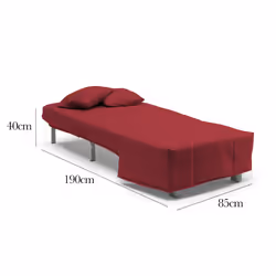 Divano Letto Andreou, Divano singolo, Made in Italy, Poltrona soggiorno con apertura a carrello, in tessuto imbottito, con cuscini inclusi, cm 85x90h85, colore Rosso - Vista aggiuntiva 4