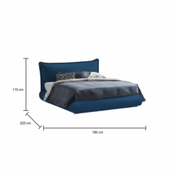 Letto matrimoniale Geras, Letto contenitore con rivestimento e testata in tessuto, Made in Italy, Apertura frontale, adatto per materasso 160x190 cm, Blu