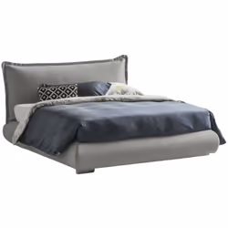 LETTO MATRIMONIALE - Letto contenitore con rivestimento e testata in tessuto, 100% Made in Italy, Apertura frontale, adatto p ...