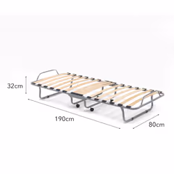 Letto pieghevole Akai, Brandina singola ortepedico e pieghevole, 100% Made in Italy, Branda con cover in ecopelle, con materasso da 80x190 cm incluso, Tortora