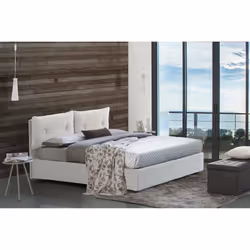 Letto piazza e mezza Rubino, Letto contenitore con rivestimento in ecopelle, Made in Italy, Apertura frontale, adatto per mat ...