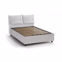 Letto piazza e mezza Rubino, Letto contenitore con rivestimento in ecopelle, Made in Italy, Apertura frontale, adatto per materasso cm 120x190, Bianco