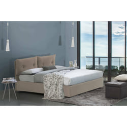 Letto piazza e mezza Rubino, Letto contenitore con rivestimento in ecopelle, Made in Italy, Apertura frontale, adatto per materasso cm 120x190, Tortora