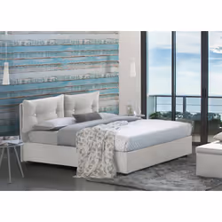 Letto piazza e mezza Arieta, Letto contenitore con rivestimento in tessuto, Made in Italy, Apertura frontale, con materasso cm 120x190 incluso, Bianco