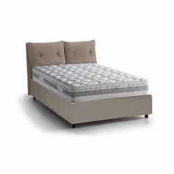 Letto singolo Albiate, Letto contenitore con rivestimento in ecopelle, Made in Italy, Apertura frontale, con materasso cm 80x190 incluso, Tortora
