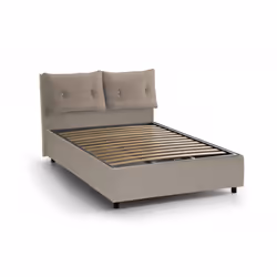 Letto singolo Albiate, Letto contenitore con rivestimento in ecopelle, Made in Italy, Apertura frontale, con materasso cm 80x190 incluso, Tortora - Vista aggiuntiva 4