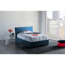 Letto piazza e mezza Alush, Letto contenitore con rivestimento in tessuto, Made in Italy, Apertura frontale, con materasso cm 120x190 incluso, Blu