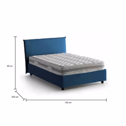 Letto piazza e mezza Alush, Letto contenitore con rivestimento in tessuto, Made in Italy, Apertura frontale, con materasso cm 120x190 incluso, Blu