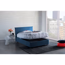 Letto piazza e mezza Anissa, Letto contenitore con rivestimento in tessuto, Made in Italy, Apertura frontale, adatto per materasso cm 120x200, Blu - Vista aggiuntiva 4