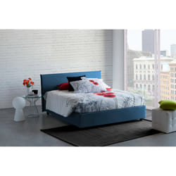 Letto matrimoniale Anassimene, Letto contenitore con rivestimento in tessuto, Made in Italy, Apertura frontale, con materasso cm 160x190 incluso, Blu