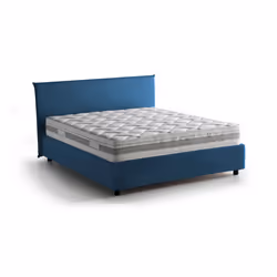 Letto matrimoniale Anassimene, Letto contenitore con rivestimento in tessuto, Made in Italy, Apertura frontale, con materasso cm 160x190 incluso, Blu