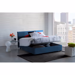 Letto matrimoniale Anassimene, Letto contenitore con rivestimento in tessuto, Made in Italy, Apertura frontale, con materasso cm 160x190 incluso, Blu - Vista aggiuntiva 4