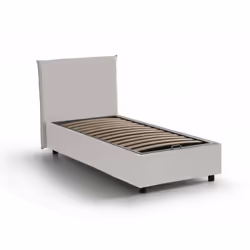 LETTO SINGOLO - Letto contenitore con rivestimento in ecopelle, 100% Made in Italy, Apertura frontale, adatto per materasso C ...