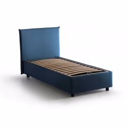 LETTO SINGOLO - Letto contenitore con rivestimento in tessuto, 100% Made in Italy, Apertura frontale, adatto per materasso Cm ...