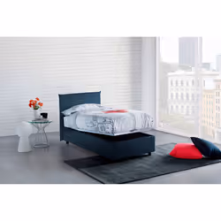 Letto singolo Aquilla, Letto contenitore con rivestimento in tessuto, Made in Italy, Apertura frontale, con materasso cm 80x190 incluso, Blu - Vista aggiuntiva 4
