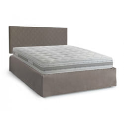 Talamo Italia - Letto matrimoniale Delinda, Set testata in ecopelle con rete ortopedica e mantovana, 100% Made in Italy, con materasso incluso, Cm