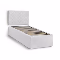 LETTO SINGOLO - Set testata in ecopelle con rete ortopedica e mantovana, 100% Made in Italy, adatta a letto Singolo, per mate ...
