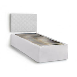 Talamo Italia - Letto singolo Accu, Set testata in ecopelle con rete ortopedica e mantovana, 100% Made in Italy, adatta a letto Singolo, per