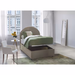 Letto singolo Egle, Letto contenitore con rivestimento in tessuto, Made in Italy, Apertura frontale, con materasso cm 80x190 incluso, Tortora - Vista aggiuntiva 4
