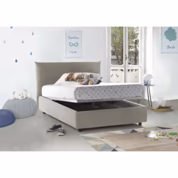 Letto piazza e mezza Amorino, Letto contenitore con rivestimento in tessuto, Made in Italy, Apertura frontale, adatto per materasso cm 120x190, Beige - Vista aggiuntiva 4