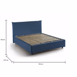 Letto piazza e mezza Amorino, Letto contenitore con rivestimento in tessuto, Made in Italy, Apertura frontale, adatto per materasso cm 120x190, Blu