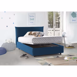 Letto piazza e mezza Amorino, Letto contenitore con rivestimento in tessuto, Made in Italy, Apertura frontale, adatto per materasso cm 120x190, Blu - Vista aggiuntiva 4