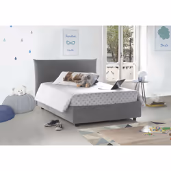 Letto piazza e mezza Amorino, Letto contenitore con rivestimento in tessuto, Made in Italy, Apertura frontale, adatto per mat ...