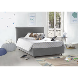 Letto piazza e mezza Amorino, Letto contenitore con rivestimento in tessuto, Made in Italy, Apertura frontale, adatto per materasso cm 120x190, Grigio