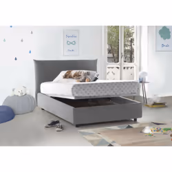 Letto piazza e mezza Amorino, Letto contenitore con rivestimento in tessuto, Made in Italy, Apertura frontale, adatto per materasso cm 120x190, Grigio - Vista aggiuntiva 4