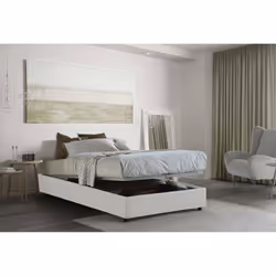Letto piazza e mezza Asid, Letto contenitore con rivestimento in tessuto, Made in Italy, Apertura frontale, adatto per materasso cm 120x190, Bianco - Vista aggiuntiva 4